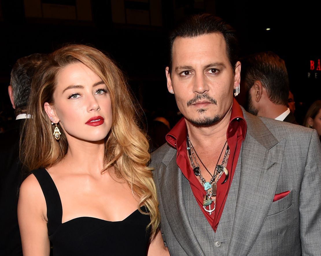In this photo from September 14, 2015, Amber Heard and Johnny Depp are seen attending the "Black Mass" premiere during the 2015 Toronto International Film Festival in Toronto, Canada.