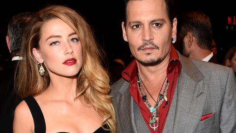 In this photo from September 14, 2015, Amber Heard and Johnny Depp are seen attending the "Black Mass" premiere during the 2015 Toronto International Film Festival in Toronto, Canada.