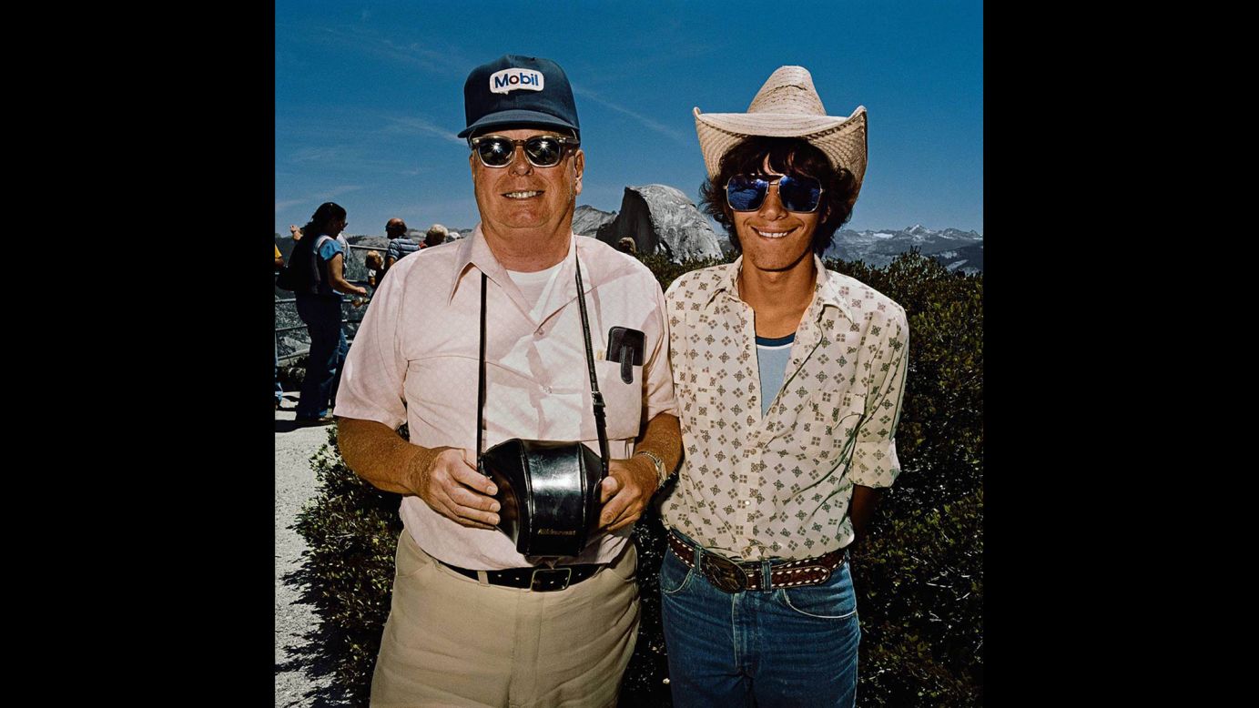 <em>Father & Son at Glacier Point, Yosemite National Park, California, 1981. </em>Many of Minick's subjects wore clothes that made it easy to "jump out of the car and take in the view and get back in the car and move on," he said.
