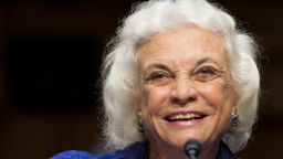 Former Supreme Court Justice Sandra Day O'Connor giving testimony before the Senate Judiciary Committee Full committee hearing on "Ensuring Judicial Independence Through Civics Education" on July 25, 2012 in Washington, DC. AFP PHOTO/ Karen BLEIER        (Photo credit should read KAREN BLEIER/AFP/GettyImages)