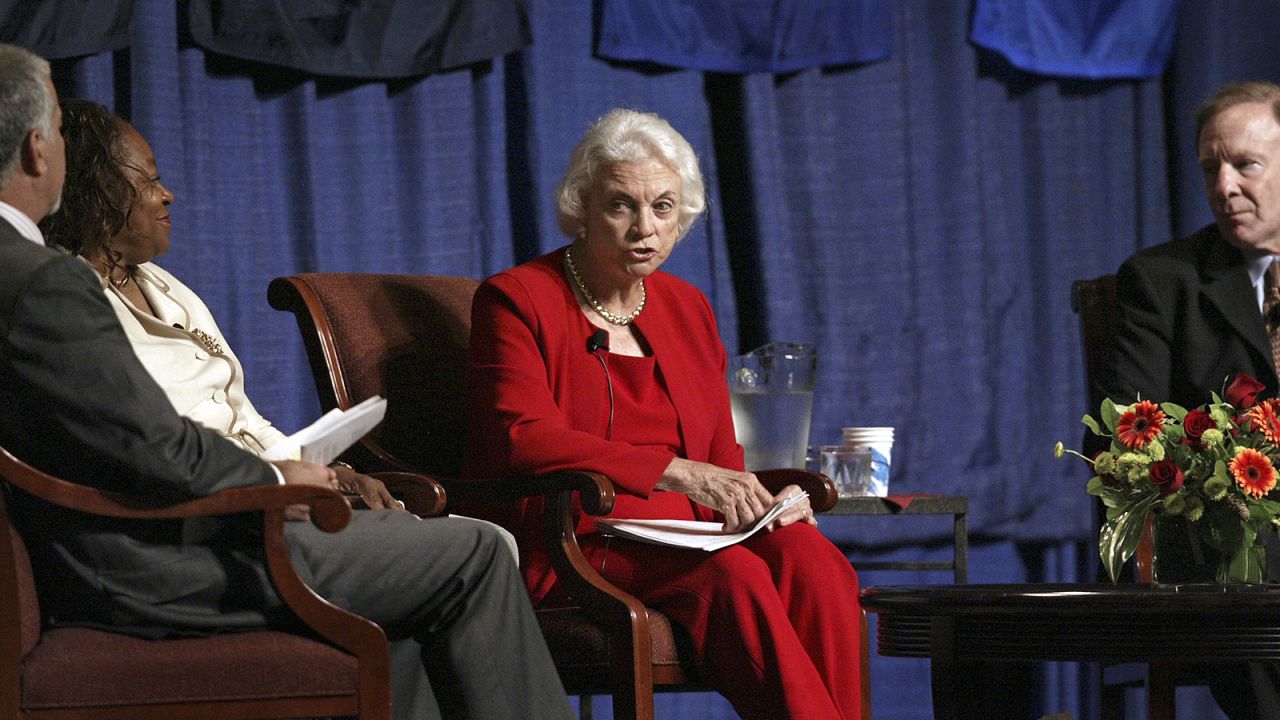 O'Connor talks at a judicial conference in Spokane, Washington, shortly after announcing her retirement in July 2005.