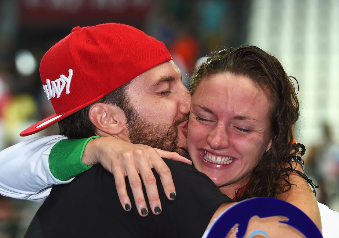Hosszu and Tusup are pictured together at the FINA world championships in August 2015.