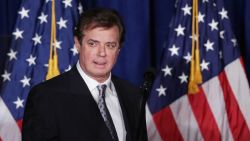 Paul Manafort, advisor to Republican presidential candidate Donald Trump's campaign, checks the teleprompters before Trump's speech at the Mayflower Hotel April 27, 2016 in Washington, DC. A real estate billionaire and reality television star, Trump beat his GOP challengers by double digits in Tuesday's presidential primaries in Pennsylvania, Maryland, Deleware, Rhode Island and Connecticut. "I consider myself the presumptive nominee, absolutely," Trump told supporters at the Trump Tower following yesterday's wins.