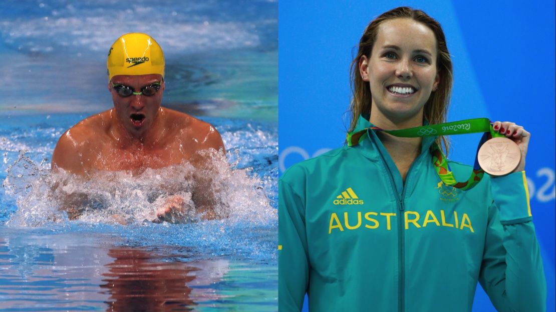 Australian swimmers Josh Palmer and Emma McKeon.