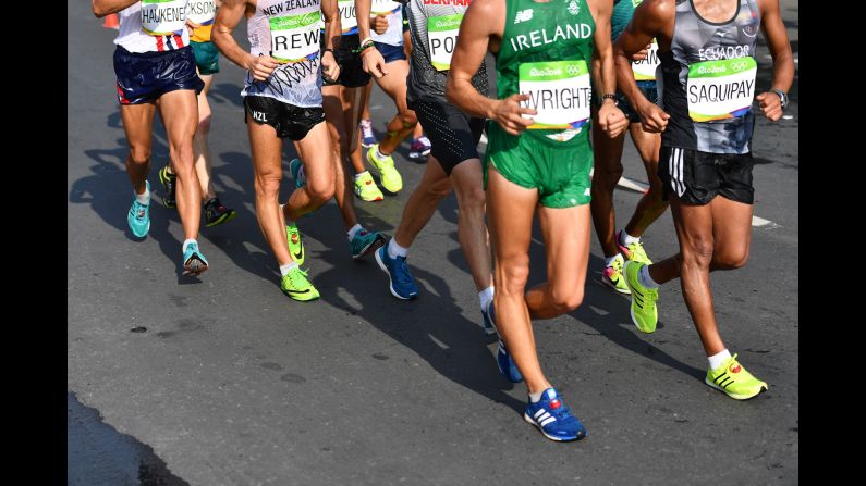 Athletes compete in the 50-kilometer race walk.