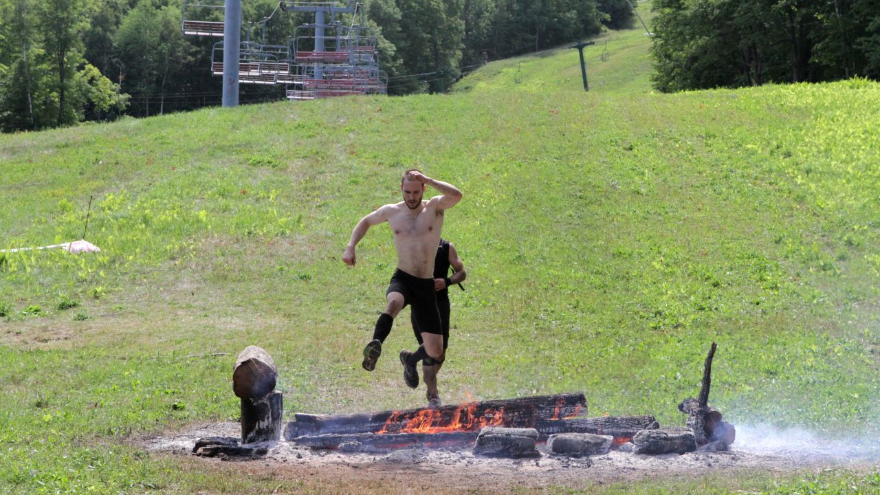 Fire jump is another classic Spartan test. 