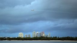 MIAMI, FL - AUGUST 12:  A plane sprays pesticide over parts of the city of Miami in the hope of controlling and reducing the number of mosquitos, some of which may be capable of spreading the Zika virus on August 12, 2016 in Miami, Florida. The CDC has advised pregnant women to avoid the Wynwood neighborhood of Miami where the majority of the 25 cases of people with the Zika virus have been found.  (Photo by Joe Raedle/Getty Images)