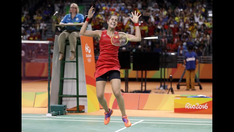 Spain's Carolina Marin won gold in badminton singles.