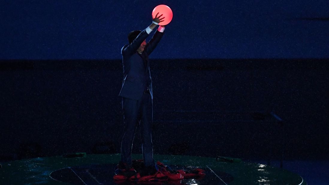 Japanese Prime Minister Shinzo Abe arrives on stage. Tokyo will host the 2020 Summer Olympics.