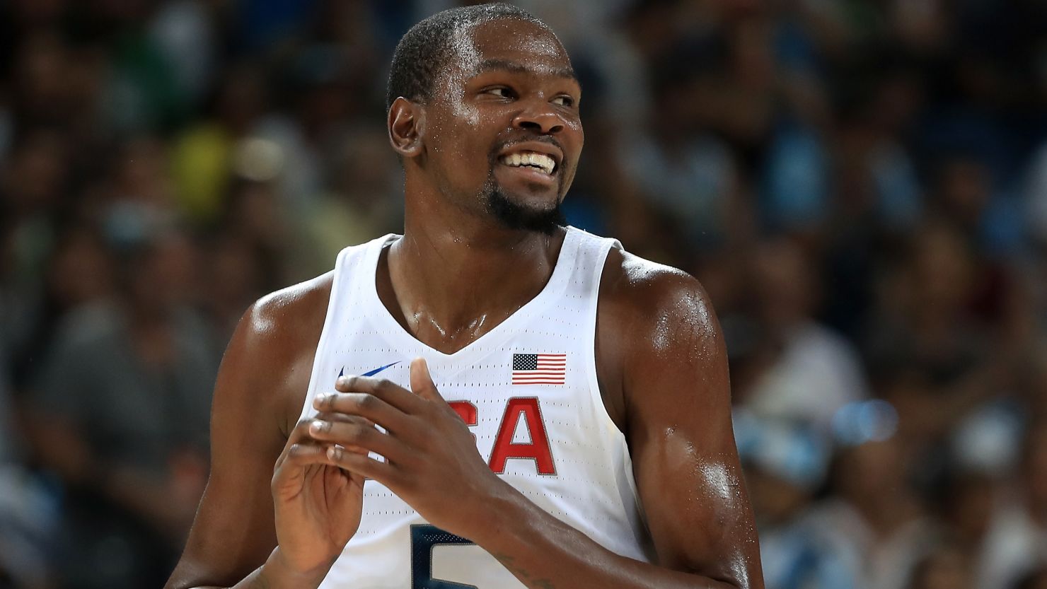 Kevin Durant led the scoring for the United States in Sunday's basketball gold medal match. 