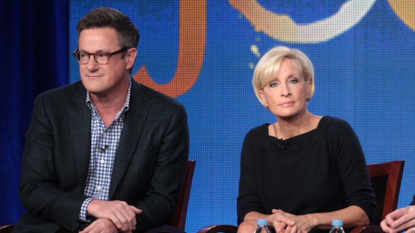 Host Joe Scarborough, co-hosts Mika Brzezinski, and Willie Geist speak onstage during the 'Morning Joe' panel during the NBCUniversal portion of the 2012 Winter TCA Tour at The Langham Huntington Hotel and Spa on January 7, 2012 in Pasadena, California.  (Photo by Frederick M. Brown/Getty Images)