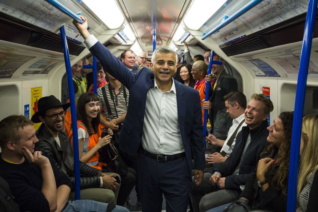 London's mayor, Sadiq Khan, was among the first passengers on the city's Night Tube. 