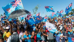 Fans greet Fiji's Olympic gold-medal-winning men's sevens rugby team on their return from Rio, at Prince Charles Park in Nadi on August 21, 2016.


The Fiji Government has declared a national holiday on August 22, to celebrate the country's first ever Olympic medal. / AFP / FEROZ KHALIL        (Photo credit should read FEROZ KHALIL/AFP/Getty Images)