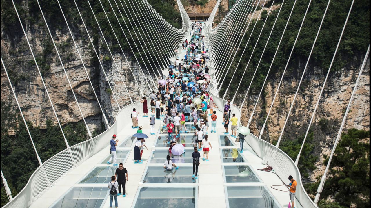 On August 20, China opened the world's highest and longest glass-bottomed bridge in Zhangjiajie in China's Hunan Province. It has closed 13 days later, due to "overwhelming demand." 