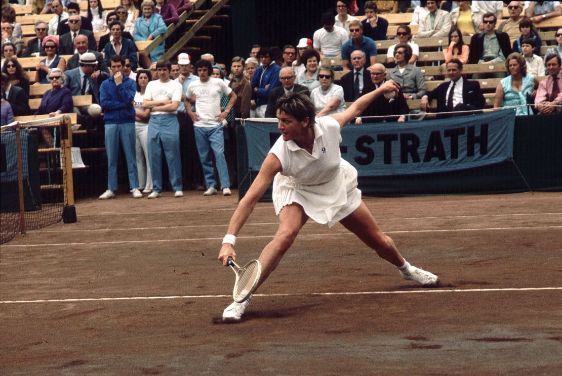Australian tennis player Margaret Court is pictured playing in 1971.