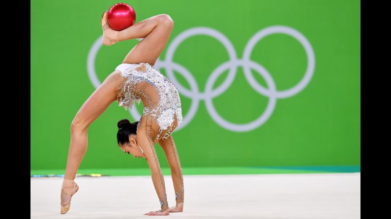Son Yeon-jae, a rhythmic gymnast from South Korea, competes in the individual all-around on Friday, August 19.