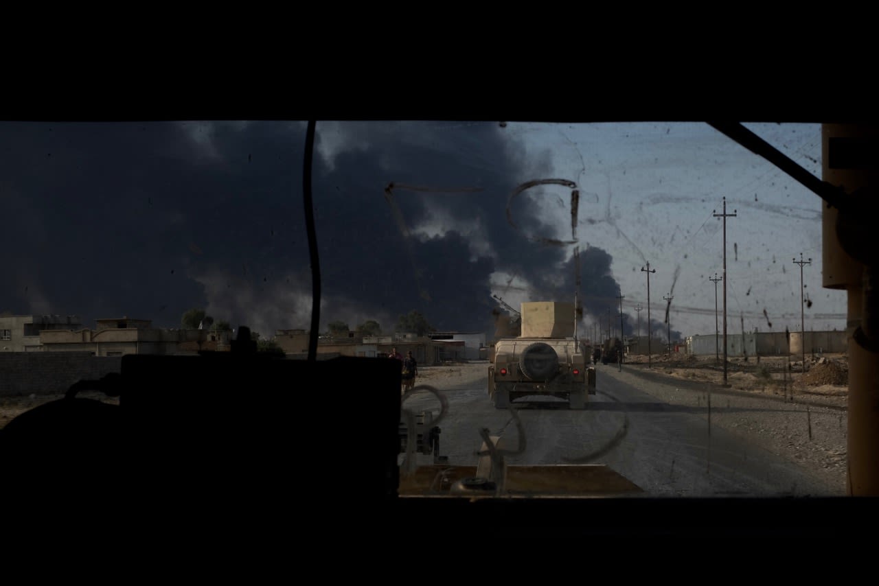 Iraqi forces move towards the al-Qayyara front line -- it's been more than two years since the army was in the area.