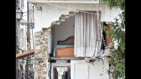 The quake left this house in ruins in Arquata del Tronto.
