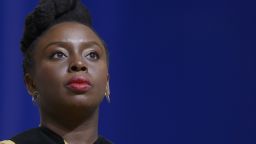 BALTIMORE, MD - MAY 18:  Chimamanda Ngozi Adichie receives an honorary doctorate of Humane Letters from Johns Hopkins University during the commencement ceremony at the Royal Farms Arena on May 18, 2016 in Baltimore, Maryland.  (Photo by Leigh Vogel/Getty Images)