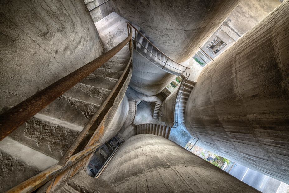 A former concrete factory in Italy. Brian Precious took this shot looking down between four large silos.