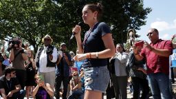 Actress Shailene Woodley speaks during a rally on Dakota Access Pipeline on August 24, 2016 outside U.S. District Court in Washington, D.C.