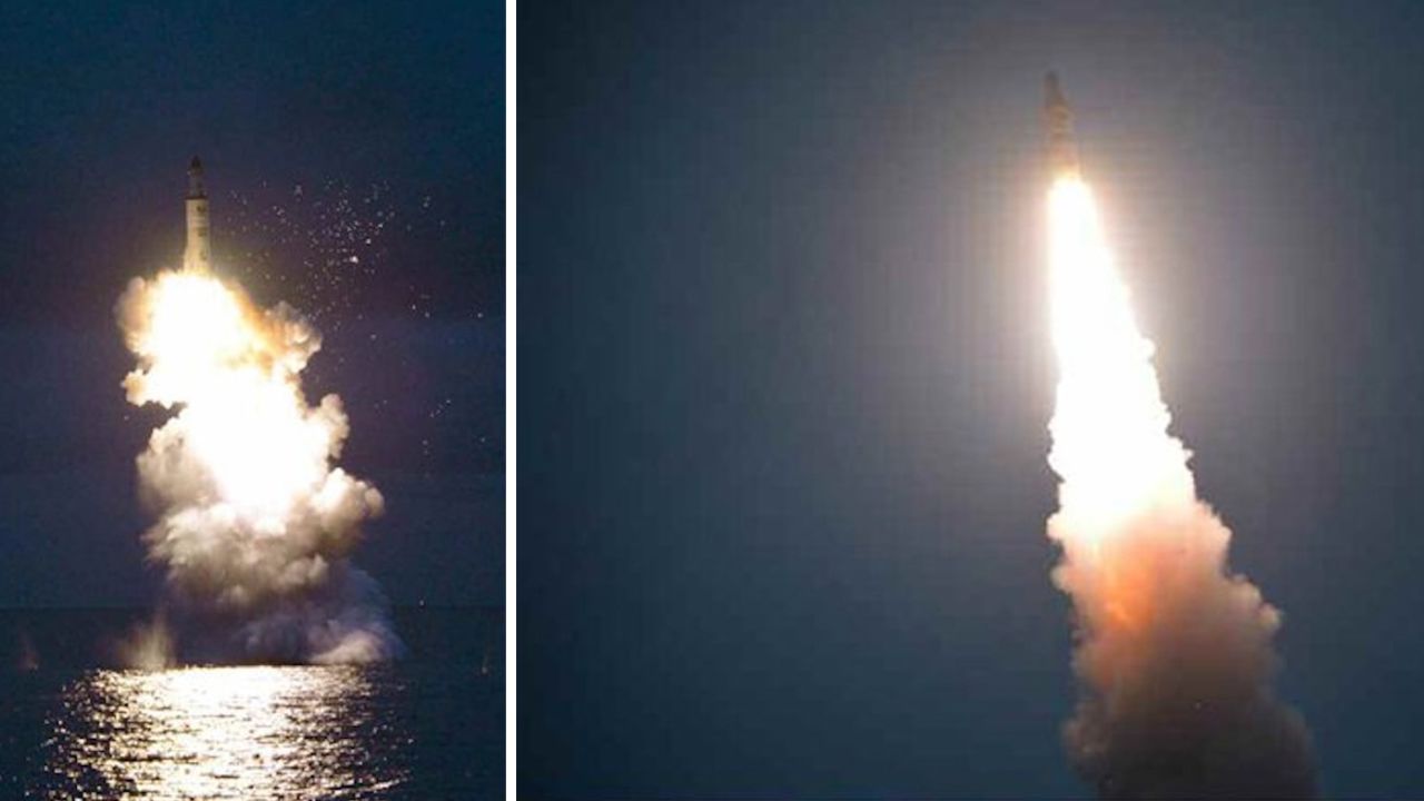 A picture released by North Korean state media purports to show the missile that was launched on August 24.