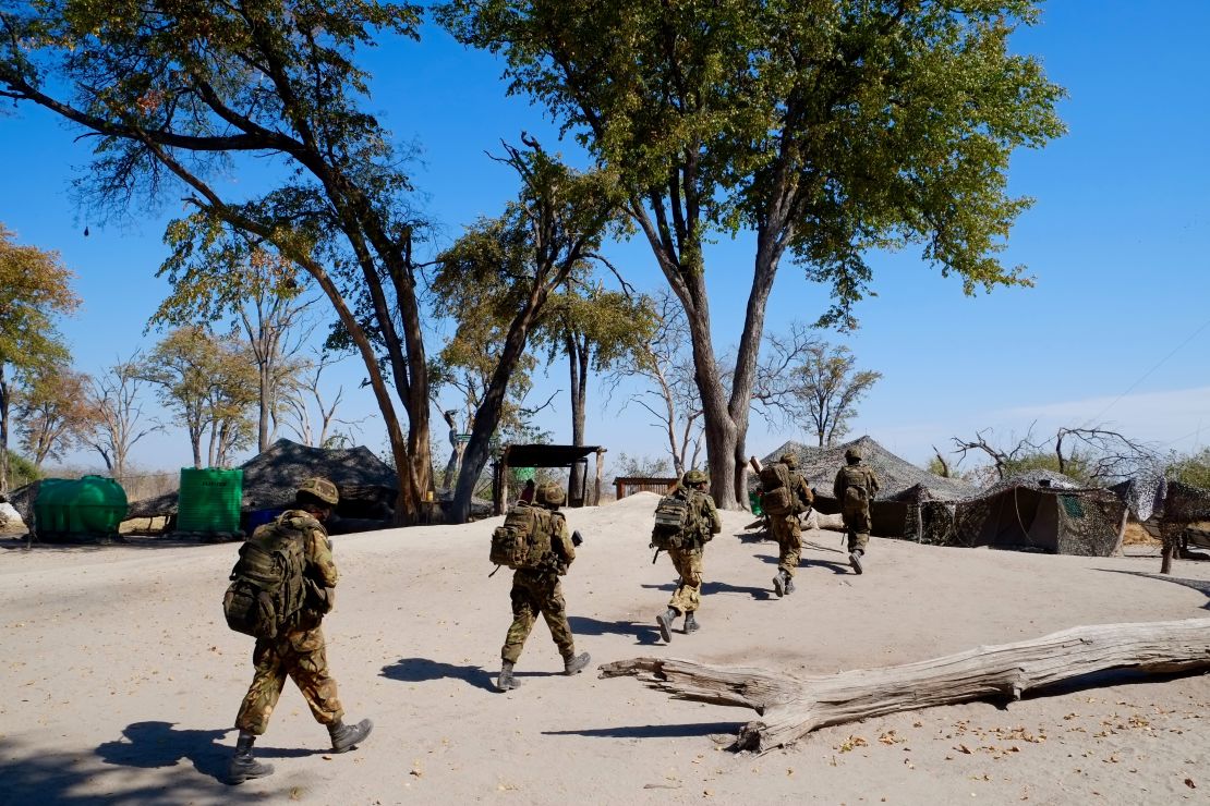 Botswana Defense Force troops patrol near the Linyanti. 