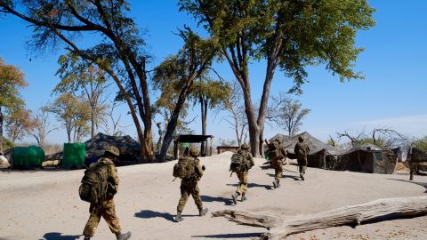 Botswana Defense Force troops patrol near the Linyanti. 