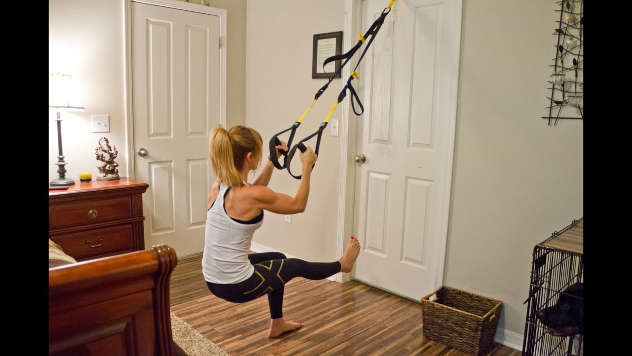 A TRX suspension trainer is a great solution to a space crunch.