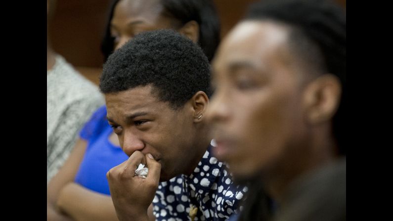 Marquez Tolbert cries during courtroom testimony from Martin Blackwell in Atlanta on Tuesday, August 23. Blackwell was <a href="http://www.cnn.com/2016/08/25/health/boiling-water-same-sex-couple-trnd/" target="_blank">sentenced to 40 years in prison</a> for throwing boiling water on Tolbert and his partner, Anthony Gooden, as they were asleep in their apartment.