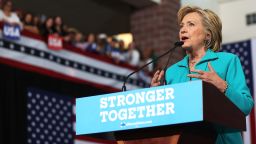 Democratic presidential nominee former Secretary of State Hillary Clinton speaks during a campaign even at Truckee Meadows Community College on August 25 in Reno, Nevada.  Hillary Clinton  delivered a speech about republican presidential nominee Donald Trump's policies.  