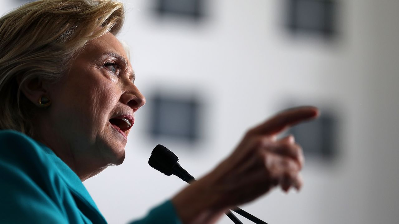 Democratic presidential nominee former Secretary of State Hillary Clinton speaks during a campaign even at Truckee Meadows Community College on August 25 in Reno, Nevada.