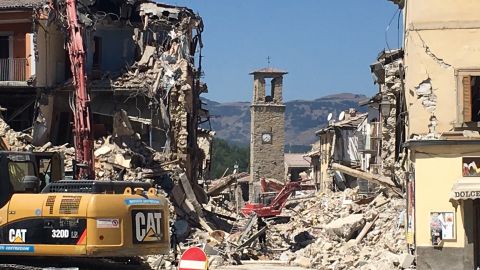 The community in Amatrice are worried that a bell tower built in the 1400s will be demolished.  