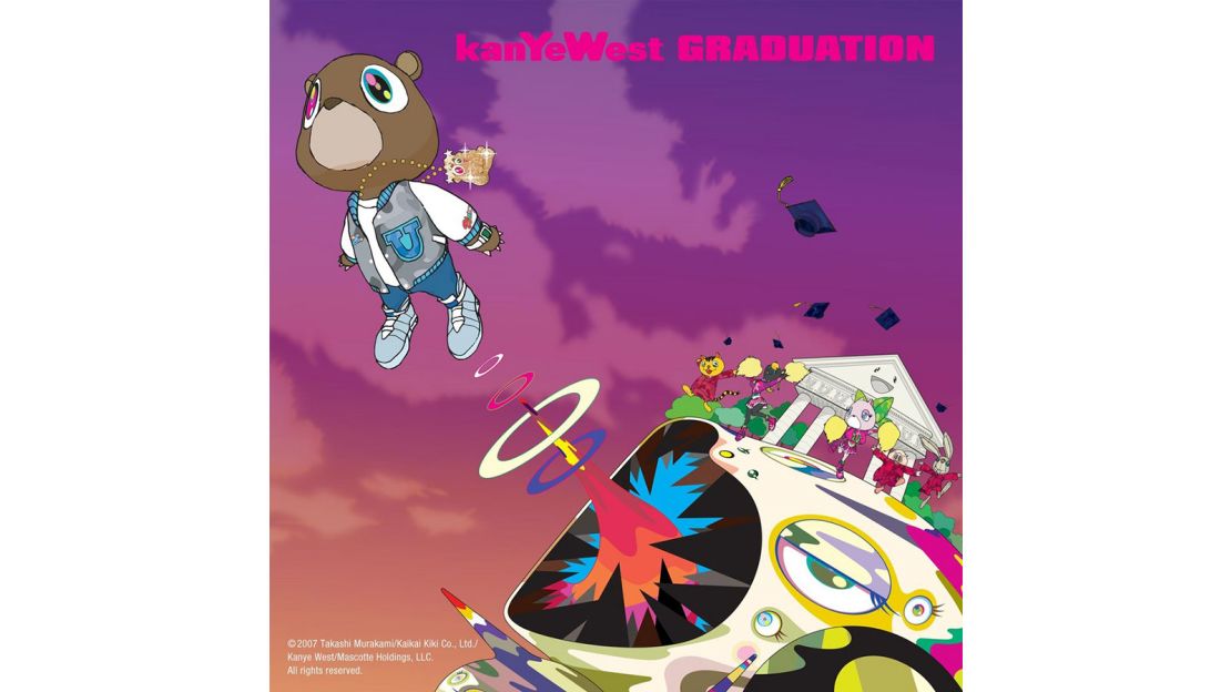Kanye West's "Graduation" album cover art was created in collaboration with artist Takashi Murakami
