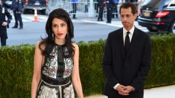 Anthony Weiner and Huma Abedin  arrive at the Costume Institute Benefit at The Metropolitan Museum of Art May 2, 2016 in New York.