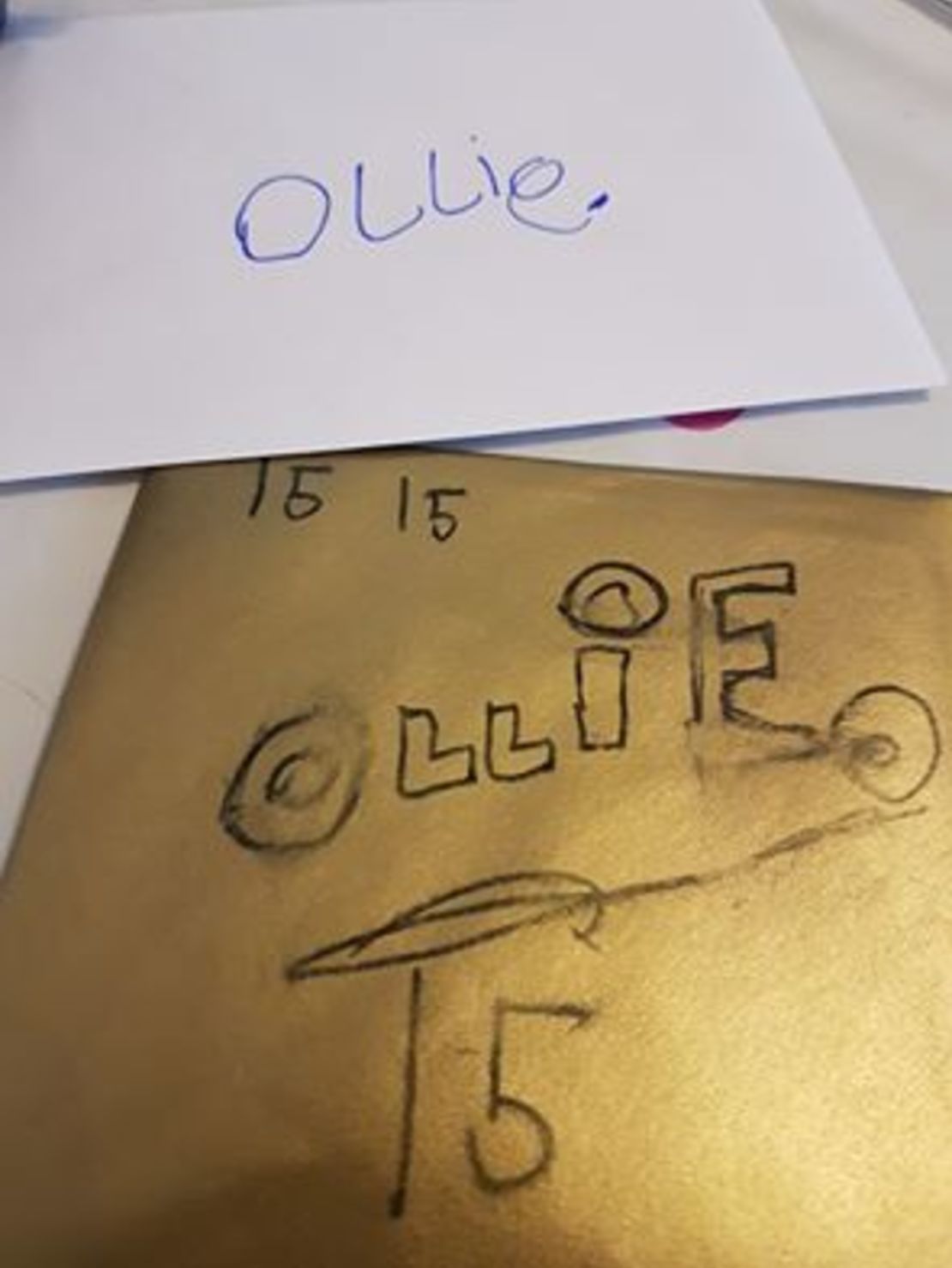 The two cards Ollie had initially made for himself for his 15th birthday.