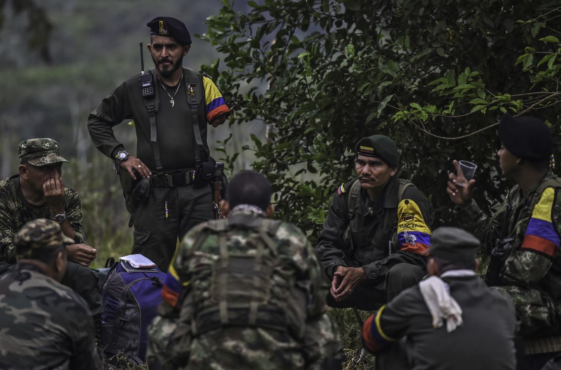 Members of the FARC rebel group at a camp in the Magdalena Medio region, Antioquia department, Colombia in February 2016.