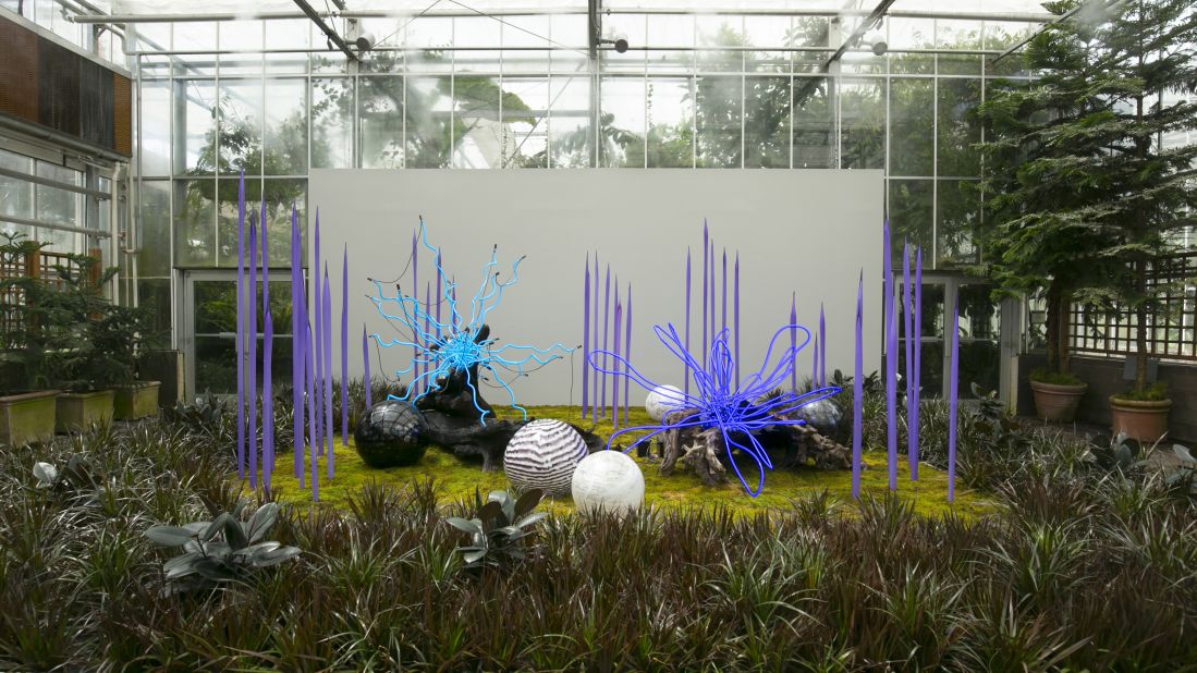 "Sapphire Neon with Neodymium Reeds, Floats and Logs" has an otherworldly look. 