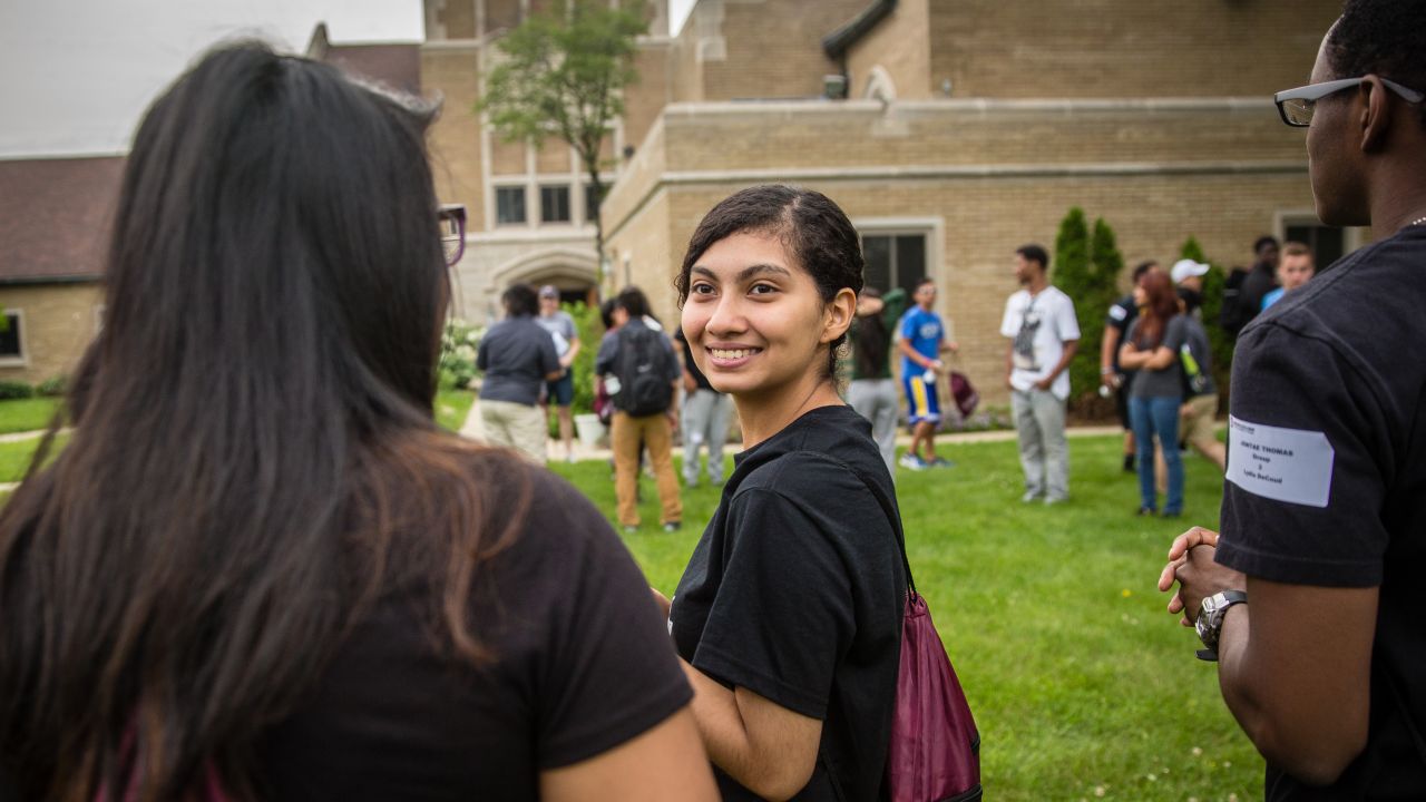 Arrupe student Vanessa Mora at the Loyola University campus in Woodstock, Illinois.