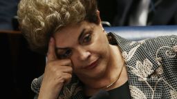 BRASILIA, BRAZIL - AUGUST 29:  Suspended President Dilma Rousseff sits during a question from a Senator on the Senate floor during her impeachment trial on August 29, 2016 in Brasilia, Brasil. Senators will vote in the coming days whether to impeach and permanently remove Rousseff from office.  (Photo by Mario Tama/Getty Images)