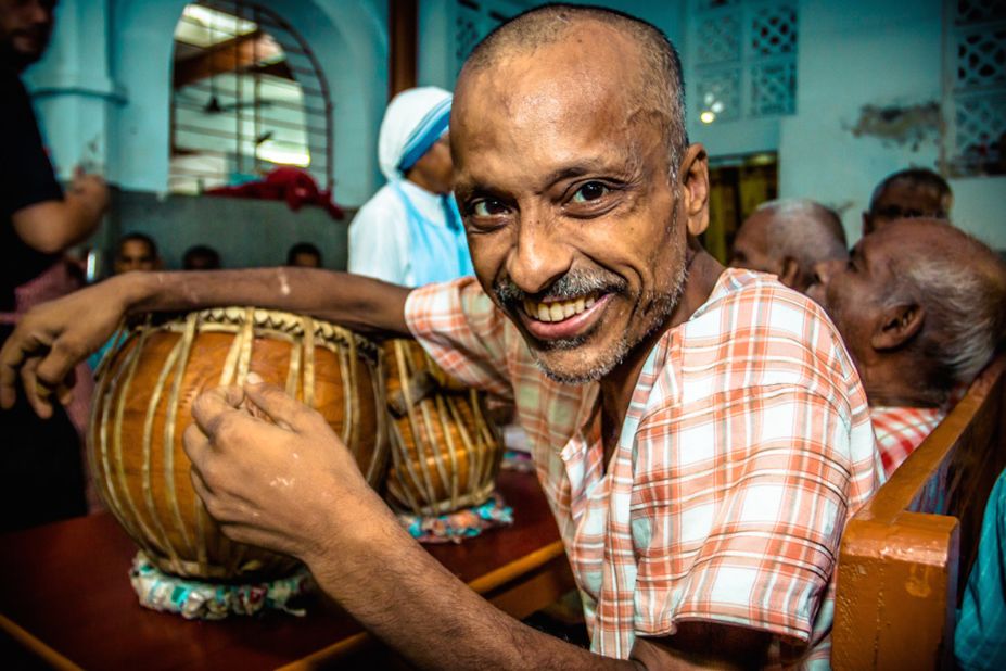 A tabla player is pictured at the Home for the Dying and the Destitute. "Even though he was in a place where he was being provided end of life care, he was still happy and musical," says Gautam. "Where there is joy, there is life -- one of the reasons Kolkata is also called the 'City of Joy.'"