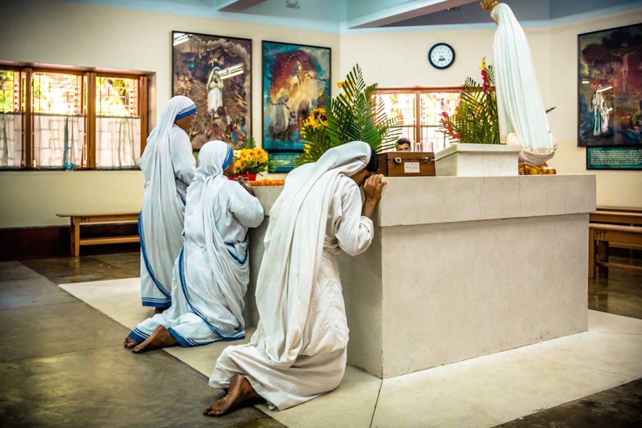 Gautam Lewis is a pilot, photographer and polio survivor. He spent his early years under the care of Mother Teresa. He photographed these sisters praying on the tomb of Mother Teresa in May 2016. "It was very emotional being there," he says. 