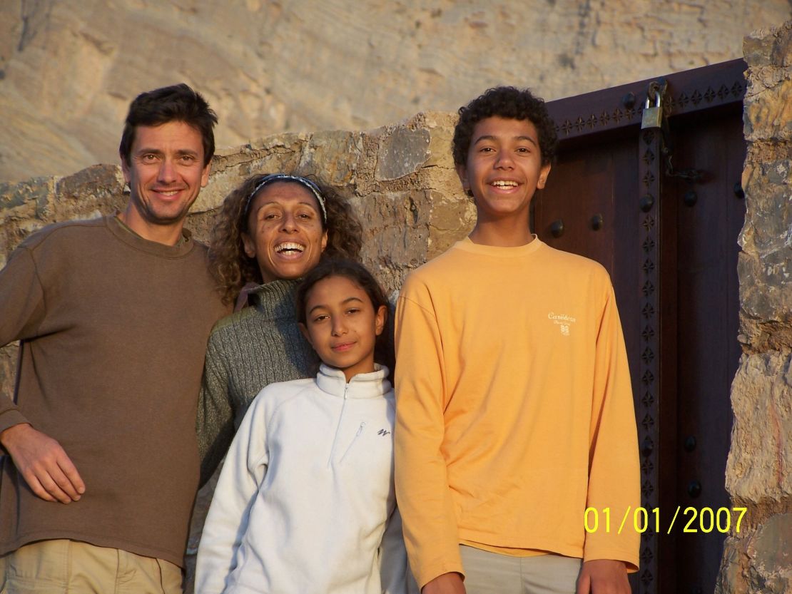 This picture of the Abescat family was taken days before Anaële's father was killed in Saudi Arabia.