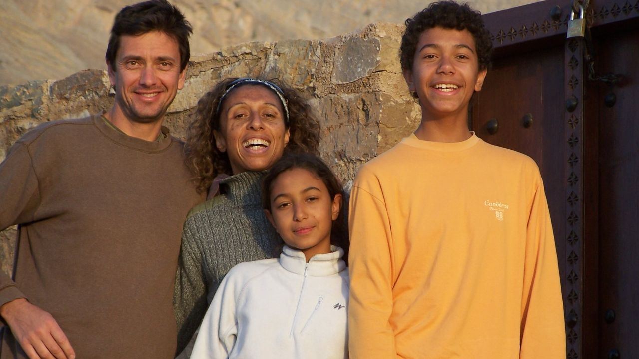 This picture of the Abescat family was taken days before Anaële's father was killed in Saudi Arabia.