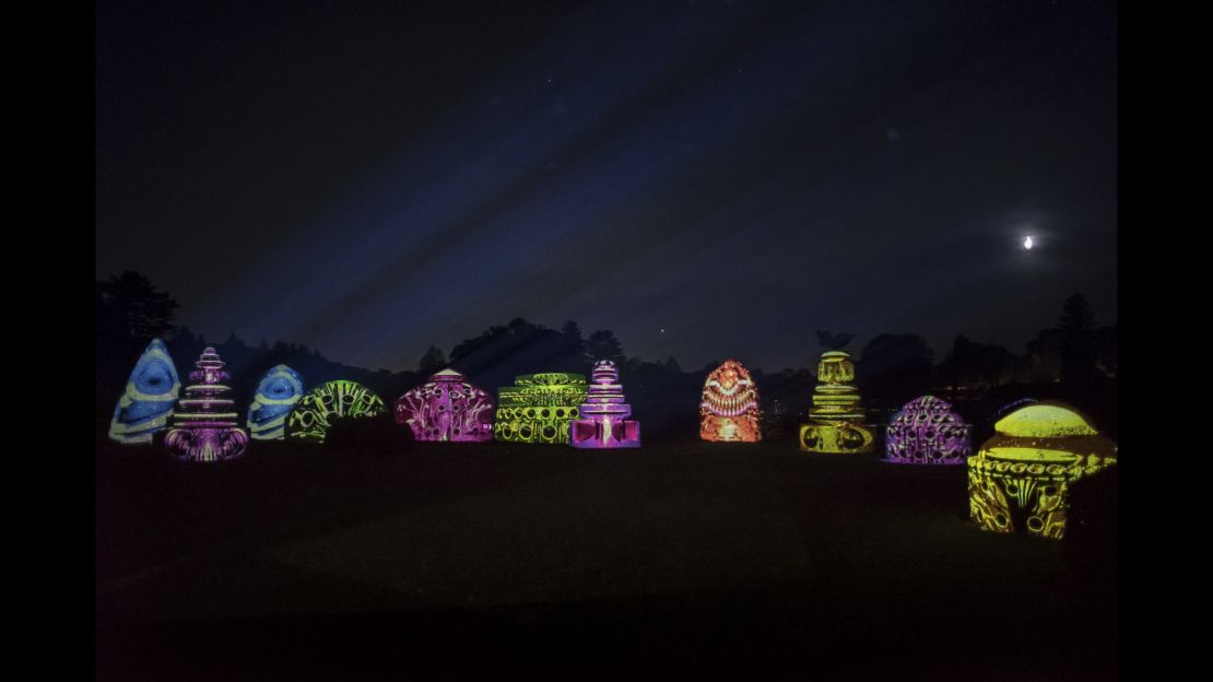 Klip Collective's show lights up Longwood Gardens at night. 