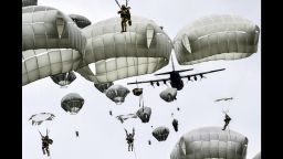 Soldiers conduct an airborne operation at Joint Base Elmendorf-Richardson, Alaska, Aug. 23, 2016, during Exercise Spartan Agoge. The soldiers are paratroopers assigned to the 25th Infantry Division's 4th Brigade Combat Team (Airborne). Air Force photo by Justin Connaher