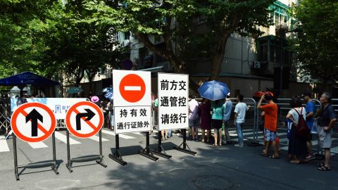 A security checkpoint at the West Lake scenic spot in Hangzhou.