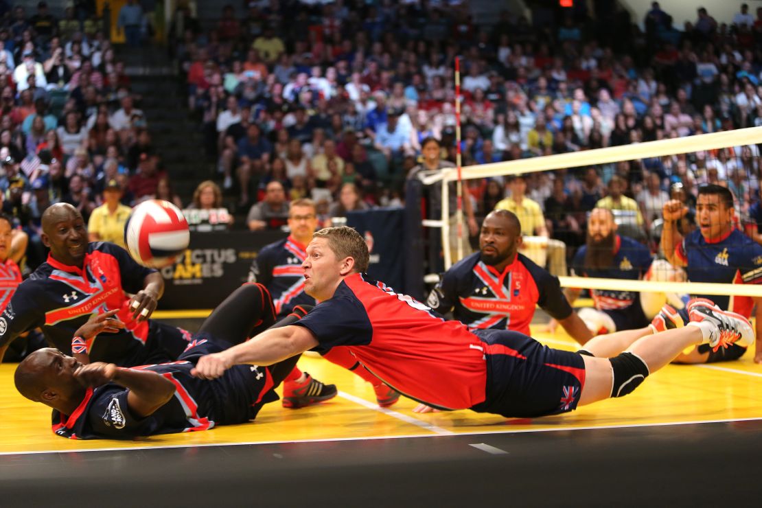 Sitting volleyball is fast and furious.