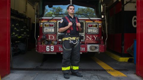 Tommy Palombo is assigned to Engine 69 in Harlem. His fellow firefighters say he's one of the best newcomers they've had.