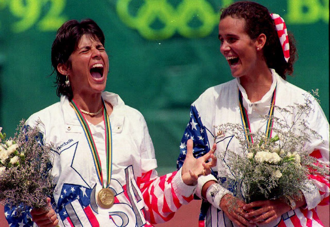 Puig is not the first Puerto Rican tennis player to win Olympic gold. Gigi Fernandez (left) was a two-time women's doubles champion representing  the United States at the 1992 and 1996 Games. She played for her native country at the 1984 Los Angeles Olympics, when tennis was a demonstration sport, before switching allegiances.  